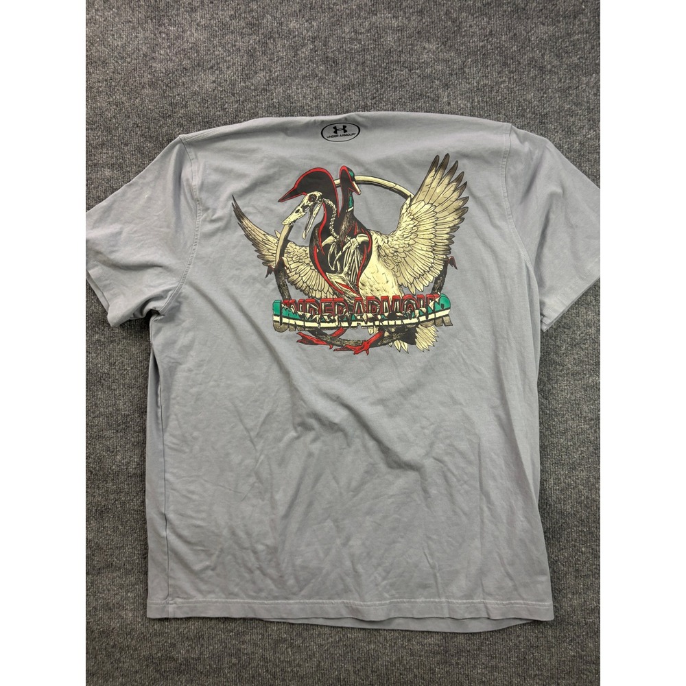Under Armour T-Shirt Mens XL Grey HeatGear Skeleton Duck Graphic Loose Fit Tee